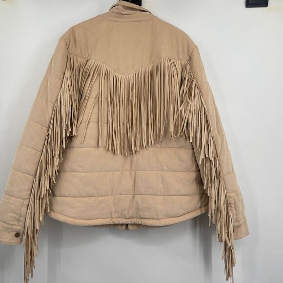 Idyllwind Beige Long Sleeve Knox Corduroy Fringe Puffer Jacket Size XL - Picture 7 of 9